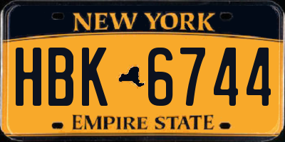 NY license plate HBK6744