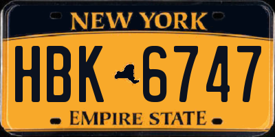 NY license plate HBK6747