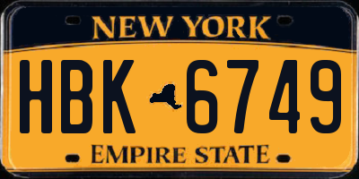 NY license plate HBK6749