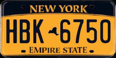 NY license plate HBK6750