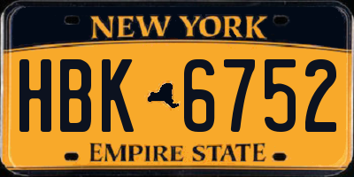 NY license plate HBK6752