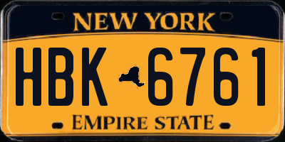 NY license plate HBK6761