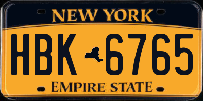 NY license plate HBK6765