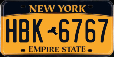 NY license plate HBK6767