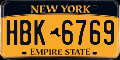 NY license plate HBK6769
