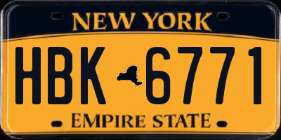 NY license plate HBK6771