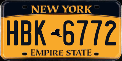 NY license plate HBK6772
