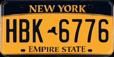 NY license plate HBK6776