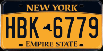 NY license plate HBK6779