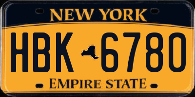NY license plate HBK6780