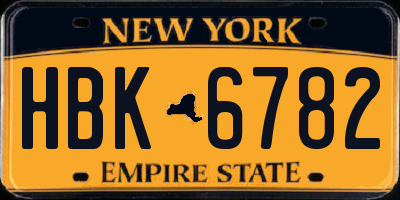 NY license plate HBK6782