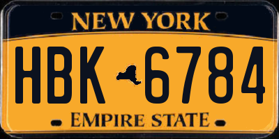 NY license plate HBK6784