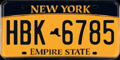 NY license plate HBK6785