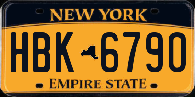 NY license plate HBK6790