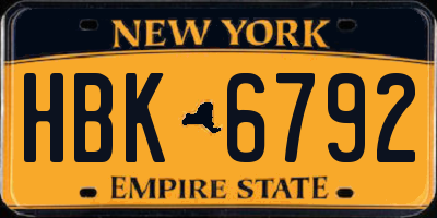 NY license plate HBK6792