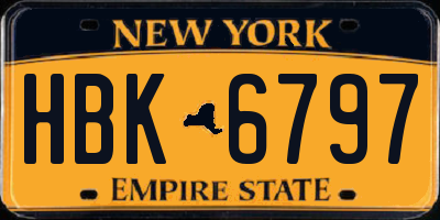 NY license plate HBK6797