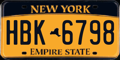 NY license plate HBK6798