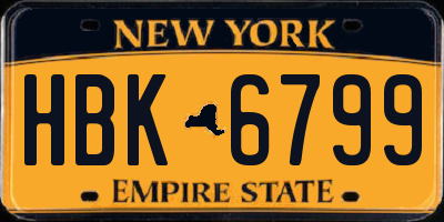 NY license plate HBK6799
