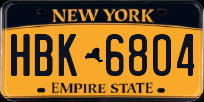 NY license plate HBK6804