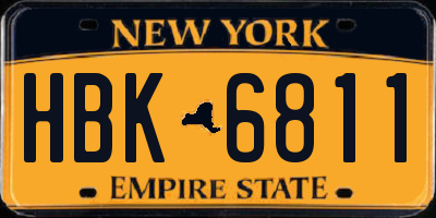 NY license plate HBK6811