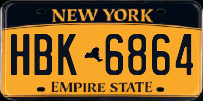 NY license plate HBK6864