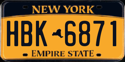 NY license plate HBK6871