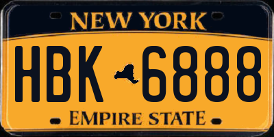 NY license plate HBK6888