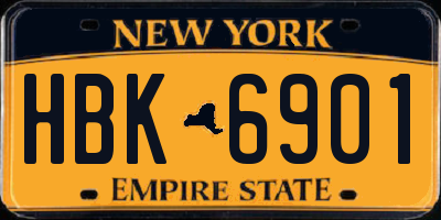 NY license plate HBK6901