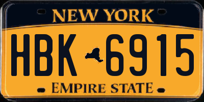 NY license plate HBK6915