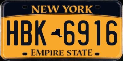 NY license plate HBK6916
