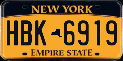 NY license plate HBK6919