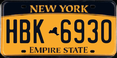NY license plate HBK6930