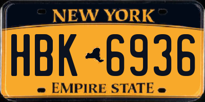 NY license plate HBK6936