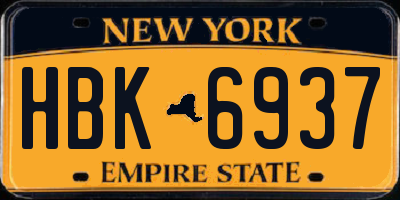 NY license plate HBK6937
