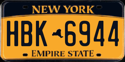 NY license plate HBK6944