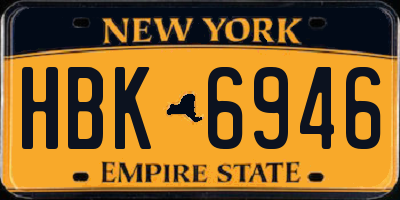 NY license plate HBK6946