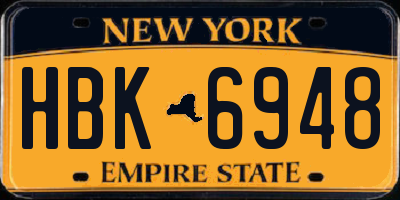 NY license plate HBK6948