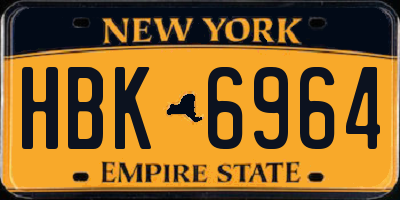 NY license plate HBK6964