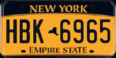 NY license plate HBK6965