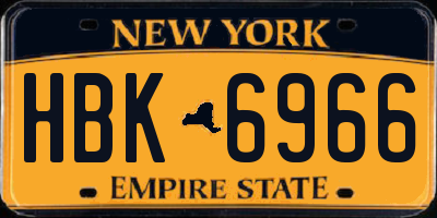 NY license plate HBK6966