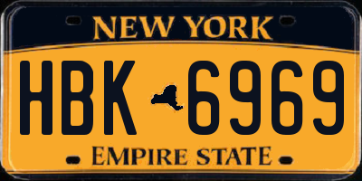 NY license plate HBK6969