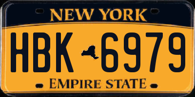 NY license plate HBK6979