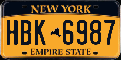 NY license plate HBK6987