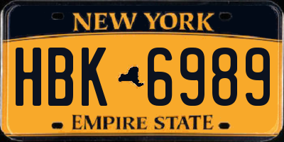 NY license plate HBK6989