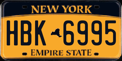 NY license plate HBK6995