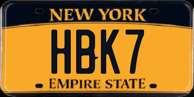 NY license plate HBK7