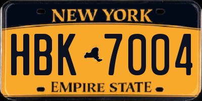 NY license plate HBK7004