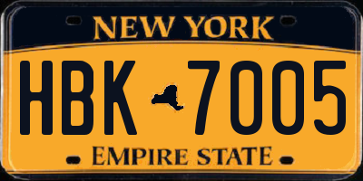 NY license plate HBK7005