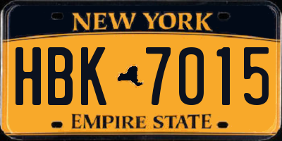 NY license plate HBK7015