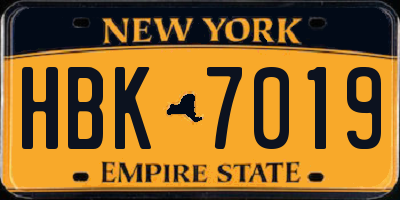 NY license plate HBK7019